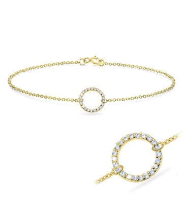 Oval Shape with CZ Stone Bracelet BRS-516-GP